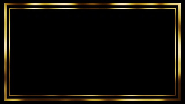 Elegant Golden Frame Border Animation on Black Background