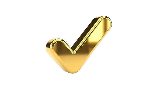 Shiny 3d golden check mark symbol