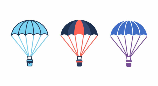 Parachute cargo delivery vector icon