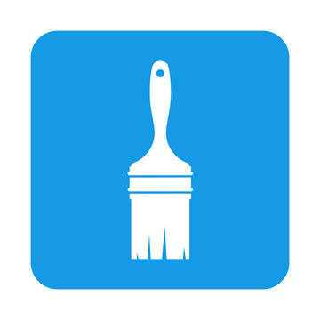 Logo servicio t&eacute;cnico. Icono con dibujo sencillo con la silueta de una brocha de pintor en un cuadrado azul. Archivo PNG con transparencia