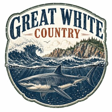 Great White Country Vintage Shark T Shirt Graphic