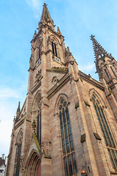 Exterior of the Protestant St. Stephen's Church (Temple Saint-Etienne) in Mulhouse, France