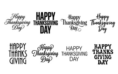Obraz premium Various thanksgiving day typography styles and quote designs with thanksgiving typography lettering