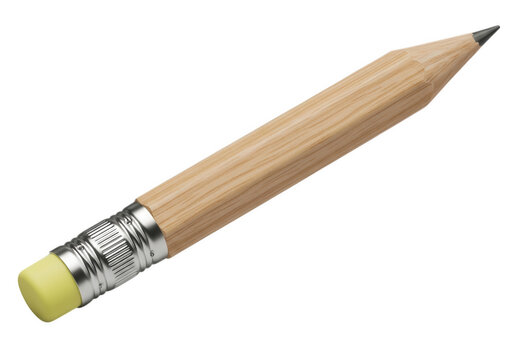 Classic wooden pencil with eraser and sharp graphite tip isolated on transparent background for education and art