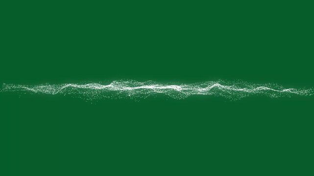 Shining particles stars line magic dust, fairy dust wand glitter stars trail, Dots light energy seamless loop animation, white particles vortex galaxy scattered light on green background. 4k video
