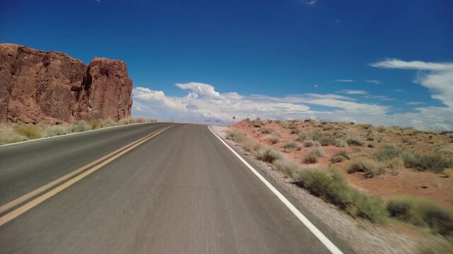 Driving Plate Nevada Desert Valley of Fire Mouse's Tank Rd Southbound Front View 04 USA
