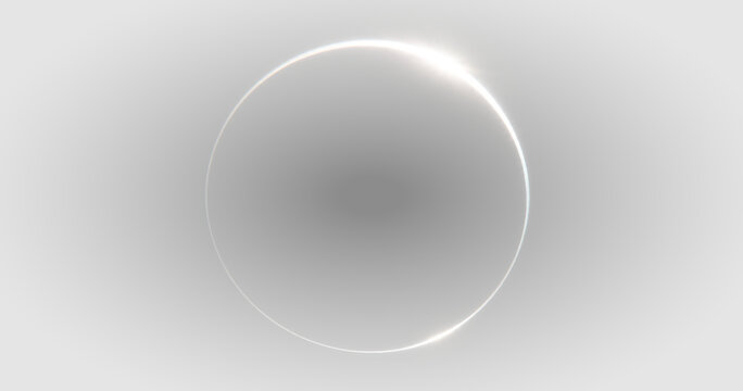 Glow white circular light ring with bright edge, on transparent background