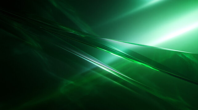 Abstract Futuristic Green Glowing Light Wave Background
