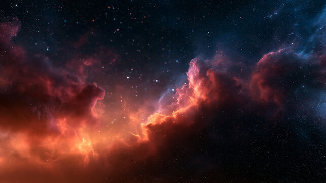 Vibrant Cosmic Nebula Glowing with Stars in Deep Space