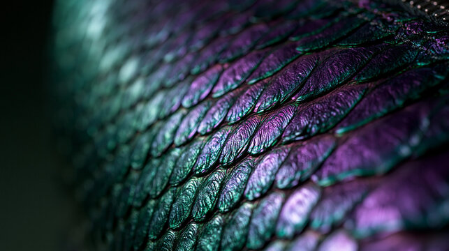 Macro Shot of Iridescent Metallic Reptile Scales Texture