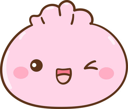 Cute Kawaii Pink Dumpling Illustration For kids Classroom Decoration