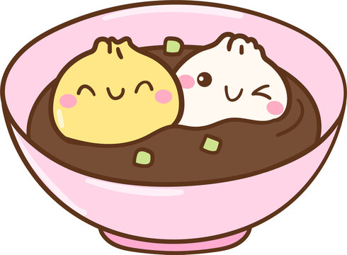 Cute Kawaii Dumpling Illustration For kids Classroom Decoration