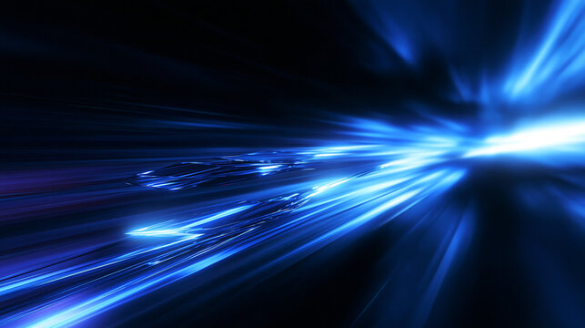Futuristic Abstract Blue Light Trails Representing High Speed Data