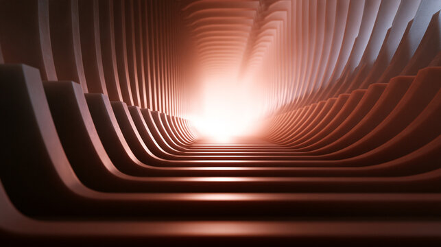 Abstract Futuristic Tunnel with Bright Light at the End