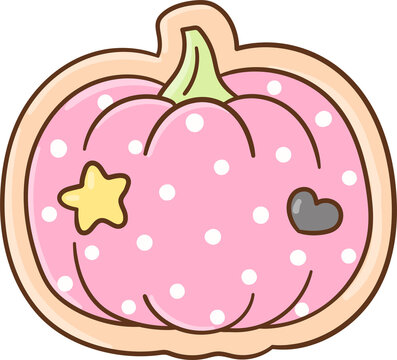 Cute Pink Polka Dot Pumpkin Illustration Spooky Sugar Cookies Halloween