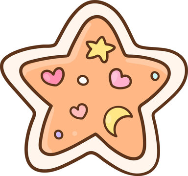 Kawaii Star Shaped Cookie Illustration Spooky Sugar Cookies Halloween