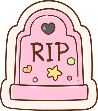 Cute Pastel Pink Tombstone Illustration Spooky Sugar Cookies Halloween