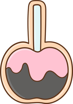 Handdrawn Illustration of a Candy Apple Spooky Sugar Cookies Halloween
