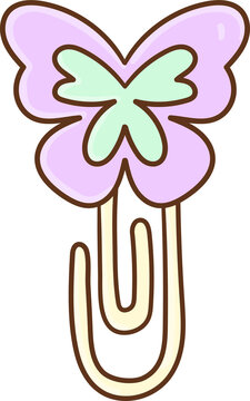 Cute Butterfly Paperclip Illustration Y2K Back To School For Classroom Decoration