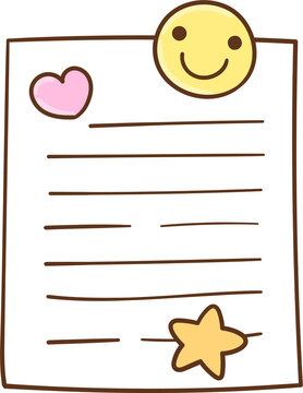 Handdrawn Illustration of Lined Stationery Note Y2K Back To School For Classroom Decoration