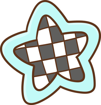 Checkered Star Illustration With Pastel Outline Y2K Back To School For Classroom Decoration