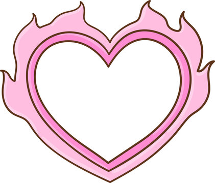 Pink Flaming Heart Illustration Pastel Y2K Frame For Classroom Decoration