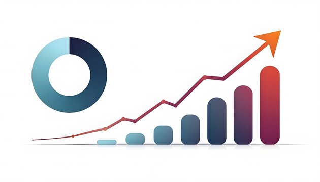 Business growth concept with bar chart and circular progress graph