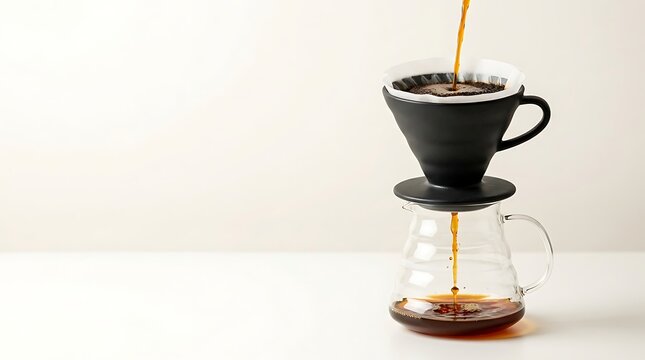 Coffee brewing process in a stylish pour over setup