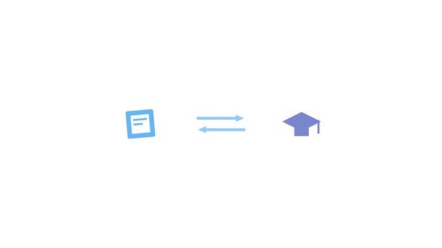Animated Icon Representing the Exchange of Knowledge Between Technology and Education.