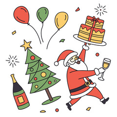 Naklejka premium santa claus with gifts