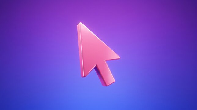Stylish pink computer cursor icon set against a vibrant gradient backdrop