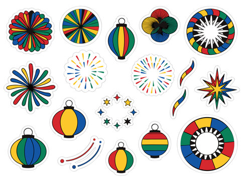 set of colorful easter eggs and flowers