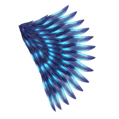 Fototapeta premium Glowing Abstract Fantasy Wing with Bioluminescent Blue Feathers