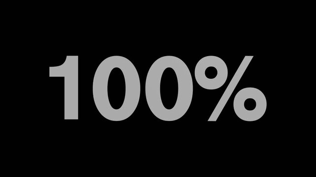 3D Animation of One Hundred Percent Symbol Rotating on Black Background.
