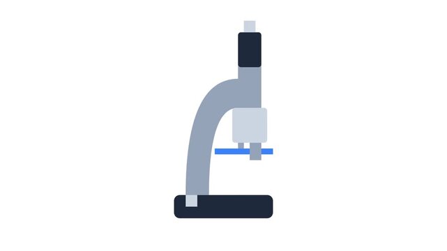 Animated Microscope Focusing on a Biological Sample for Scientific Research.
