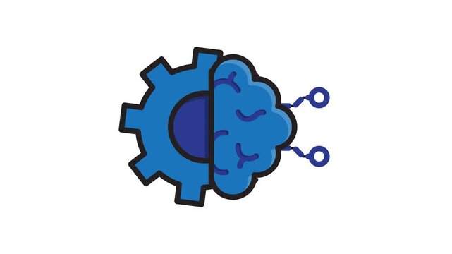 Machine learning animated. a combination of computational and intelligent algorithms.Work flow, automation, engine. flat design style.