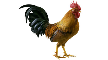 Majestic rooster with vibrant plumage, isolated on transparent background © Charlie