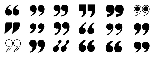 Quotation Mark Icon set, double quote vector symbols representing quotes   ©    