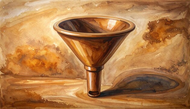 Vintage Copper Funnel on Textured Background Painting.
