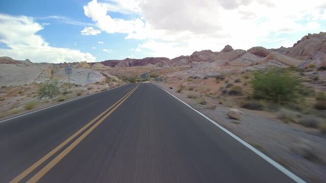 Driving Plate Nevada Desert Valley of Fire Mouse's Tank Rd Southbound Front View 06 USA