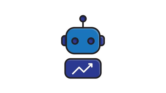 cyborg animated. Machine learning. An AI cyborg or a robot capable. Work flow, automation, engine. flat design style.