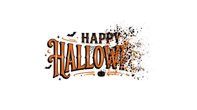 Happy Halloween Spooky Celebration with Dispersing Text and Bats.