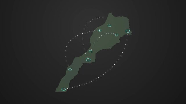 Morocco Map Signal Transmission Animation for Communication and Connectivity