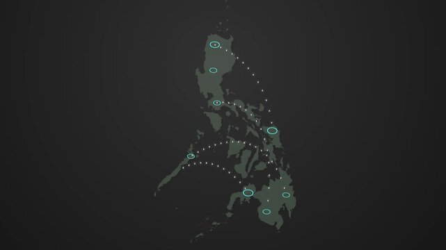 Philippines Location Map with Moving Signal Waves and Connection Animation