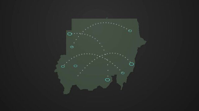 Sudan Map Signal Transmission Animation for Communication and Connectivity