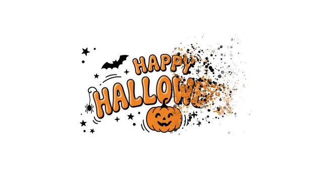 Happy Halloween Spooky Celebration with Pumpkin and Bats.