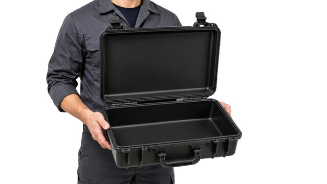Hard Protective Case Held Open in Uniform