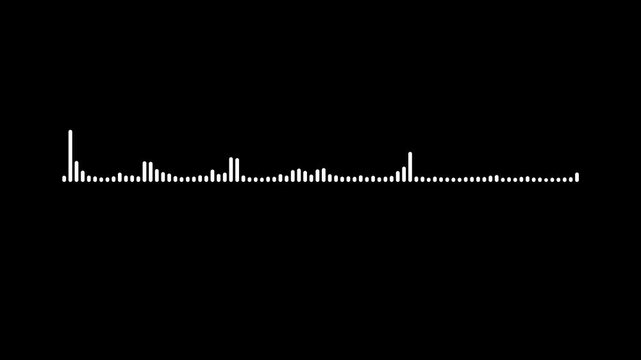 Equalizer audio waveform spectrum music frequency voice volume beat pulse signal wave amplitude performance concert radio studio track player mixer, recorder speaking. black screen 4k