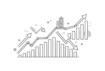Fototapeta premium Company sales performance chart showing business growth decline revenue fluctuations analytics and financial trend changes