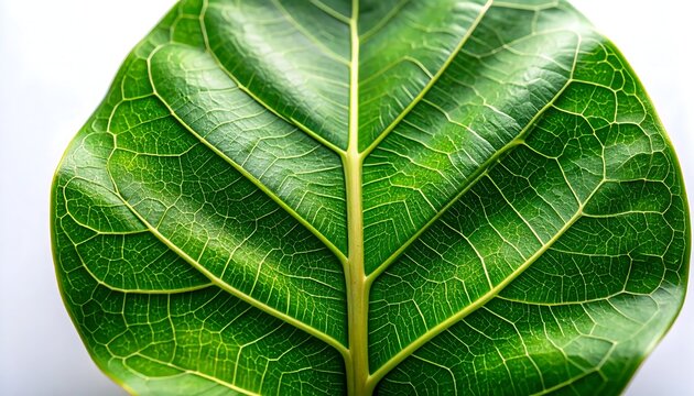 Macro Texture of Vibrant Green Leaf Veins representing Natural Growth